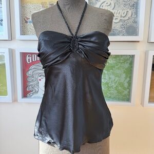 Y2K Black Satin Halter Top  🖤✨